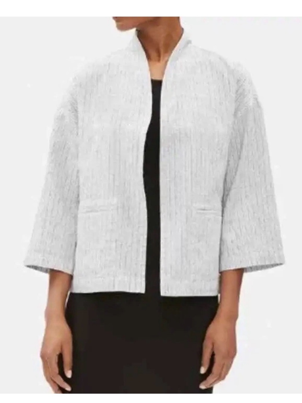 Eileen Fisher Organic Linen & Cotton Ticking Stripe Blazer - Picture 2 of 5